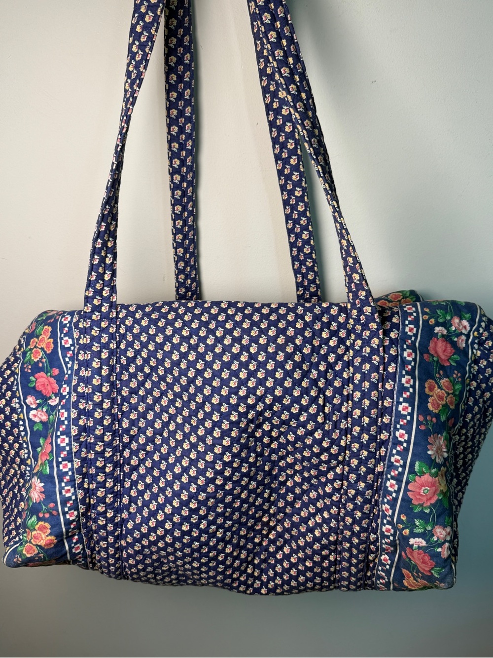 Vera Bradley Regency Blue 1987 Vintage Quilted Duffel Bag Weekender Travel